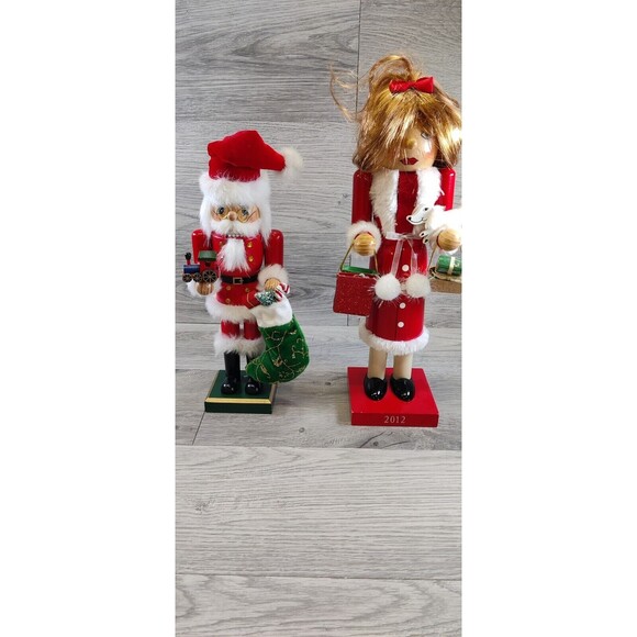 2 Nutcracker Santa & Mr/Mrs Santa Claus Christmas Holiday Decor - Picture 1 of 10